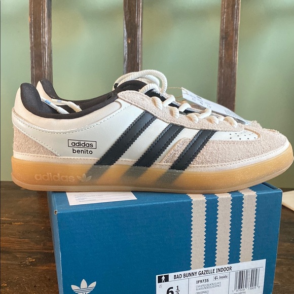 Adidas Bad Bunny Gazelle Indoor Shoes - Cream and Black - Picture 2 of 6